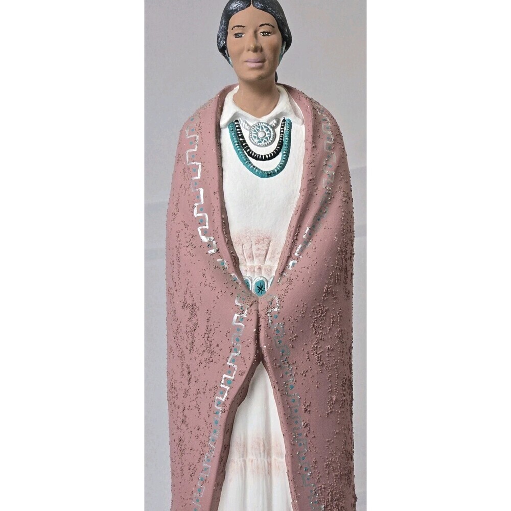 Navajo Sand Art Painted Figure Yei Woman Healer South Western Artist Signed - Picture 3 of 11